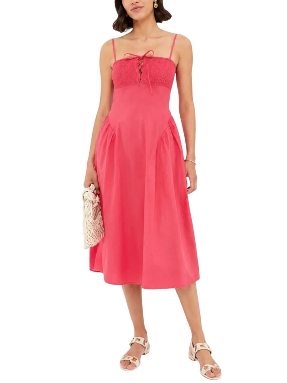 Hyacinth House Smocked Corset Maxi Dress in Watermelon Large New Womens